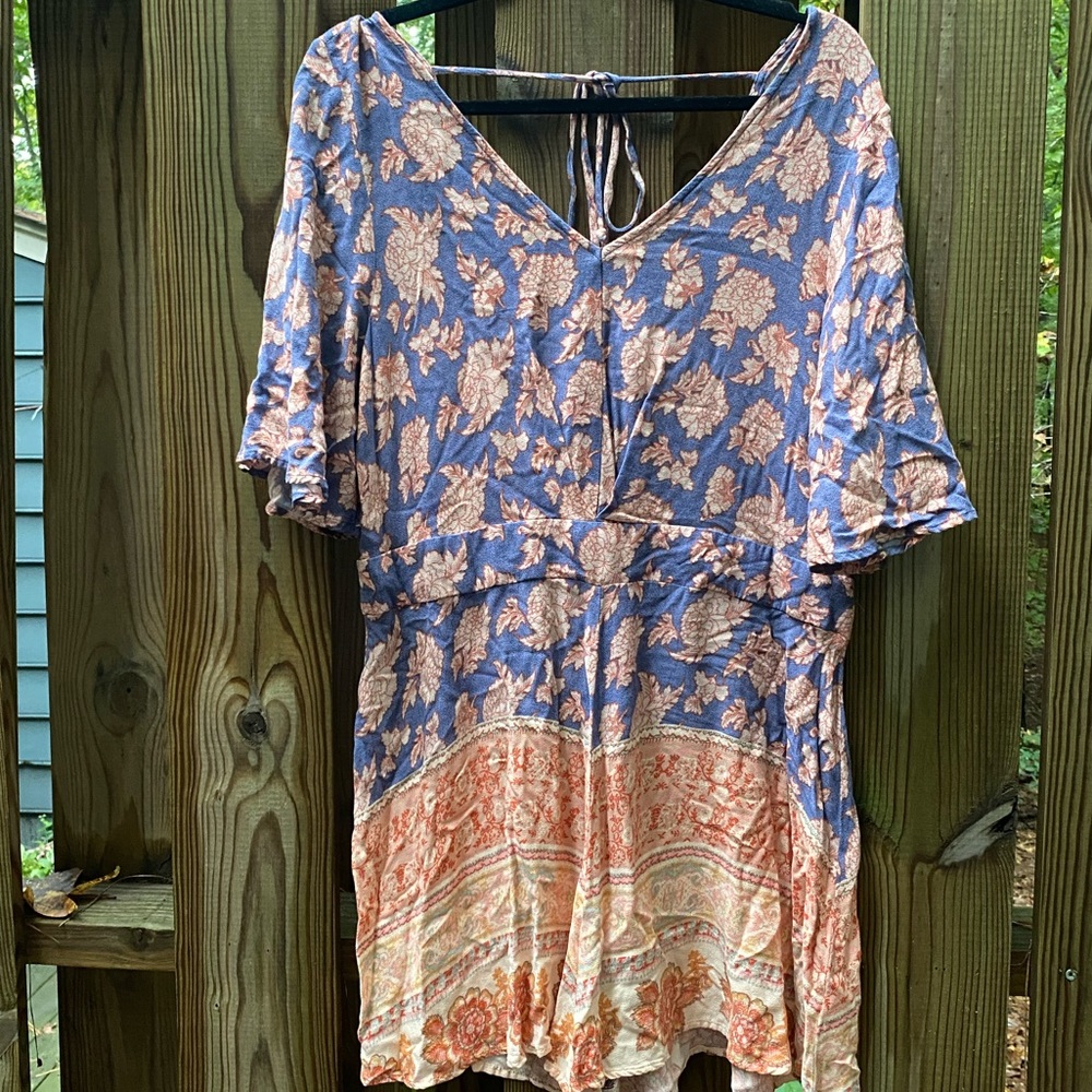 Purple and coral romper